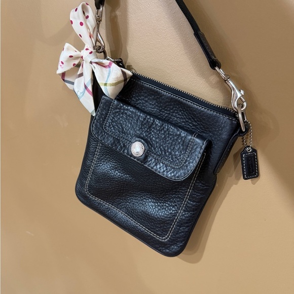 Coach Handbags - Coach Small Black Crossbody with Adorable Silk Bow